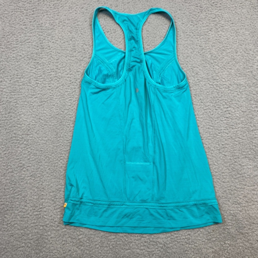 Lululemon Top‎ Women's 4 Racerback Turquoise Ruched Inside Pocket Yoga Pilates - Picture 2 of 6